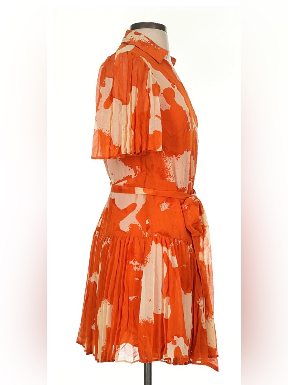 Alexis for Target Orange and Cream Pleated Wrap Mini Dress Small - Picture 6 of 9